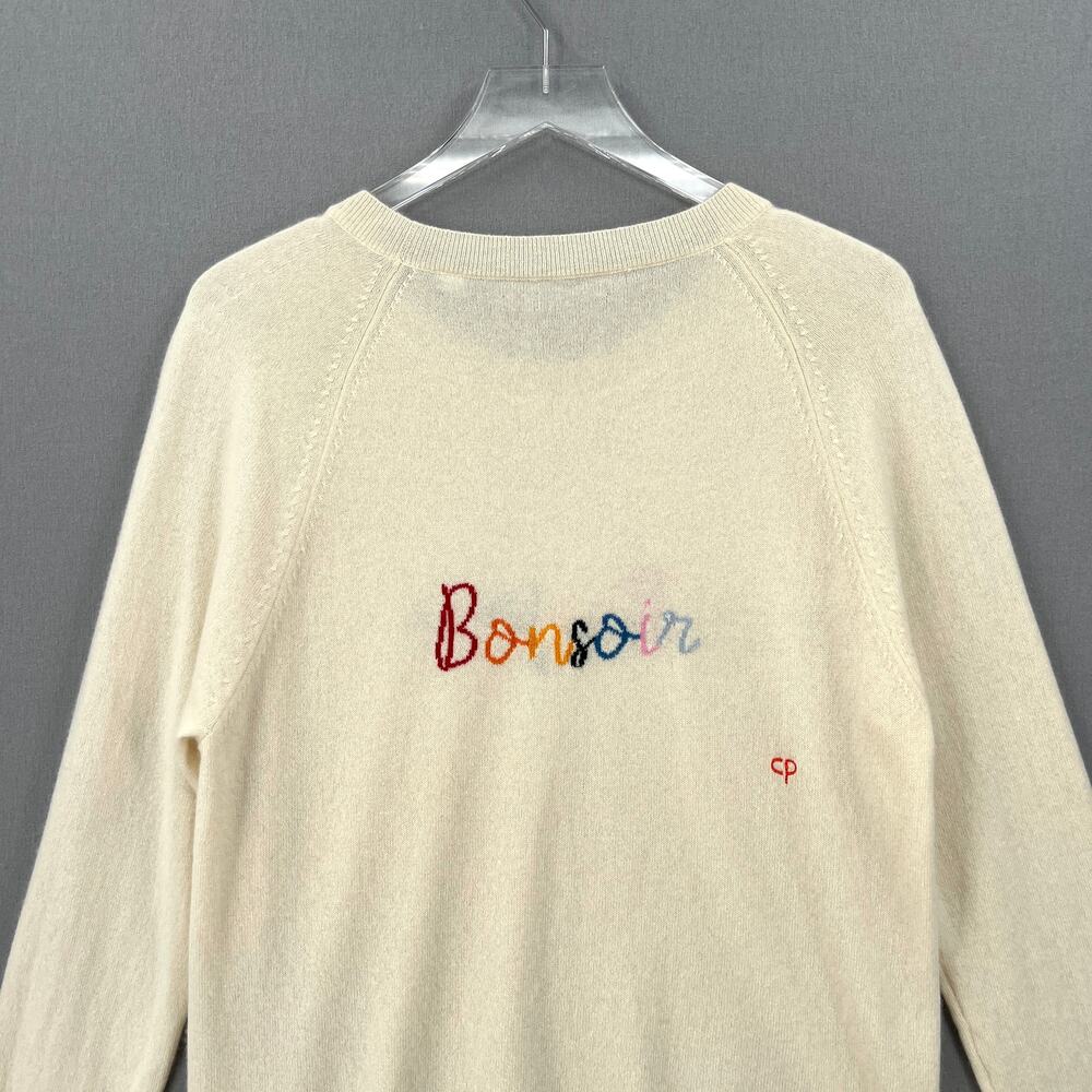 CHINTI AND PARKER Bonjour Cashmere Sweater Womens Large Cream Crew Neck FLAWED - Picture 6 of 16